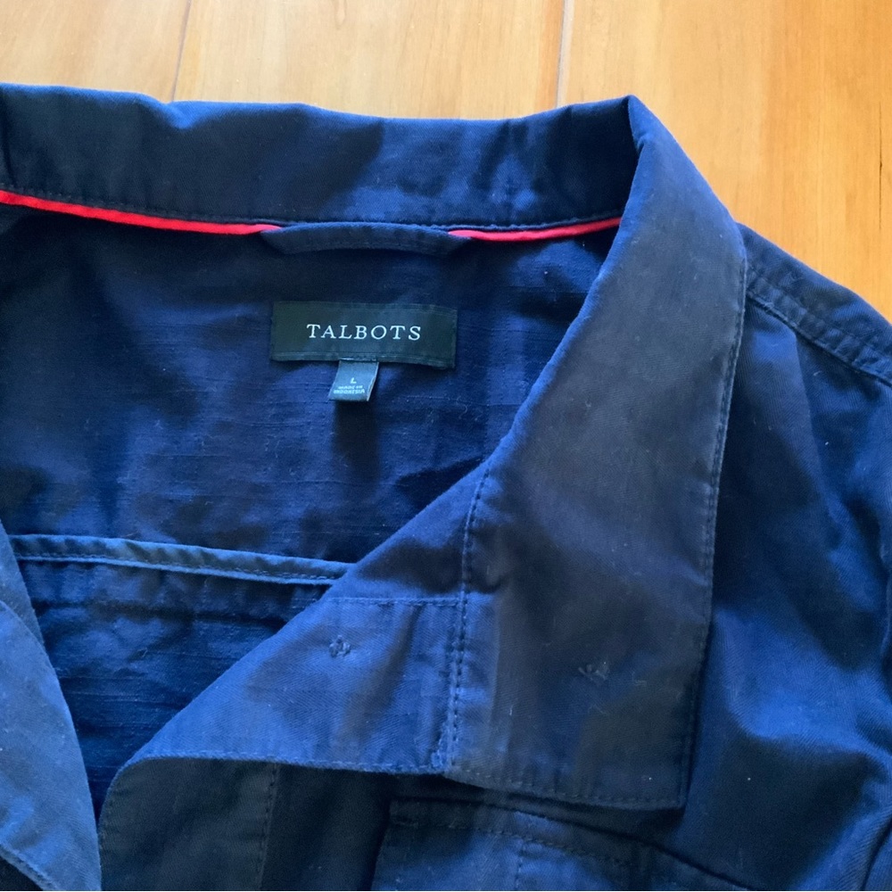 Talbots navy blue cotton jacket size L - Picture 2 of 2